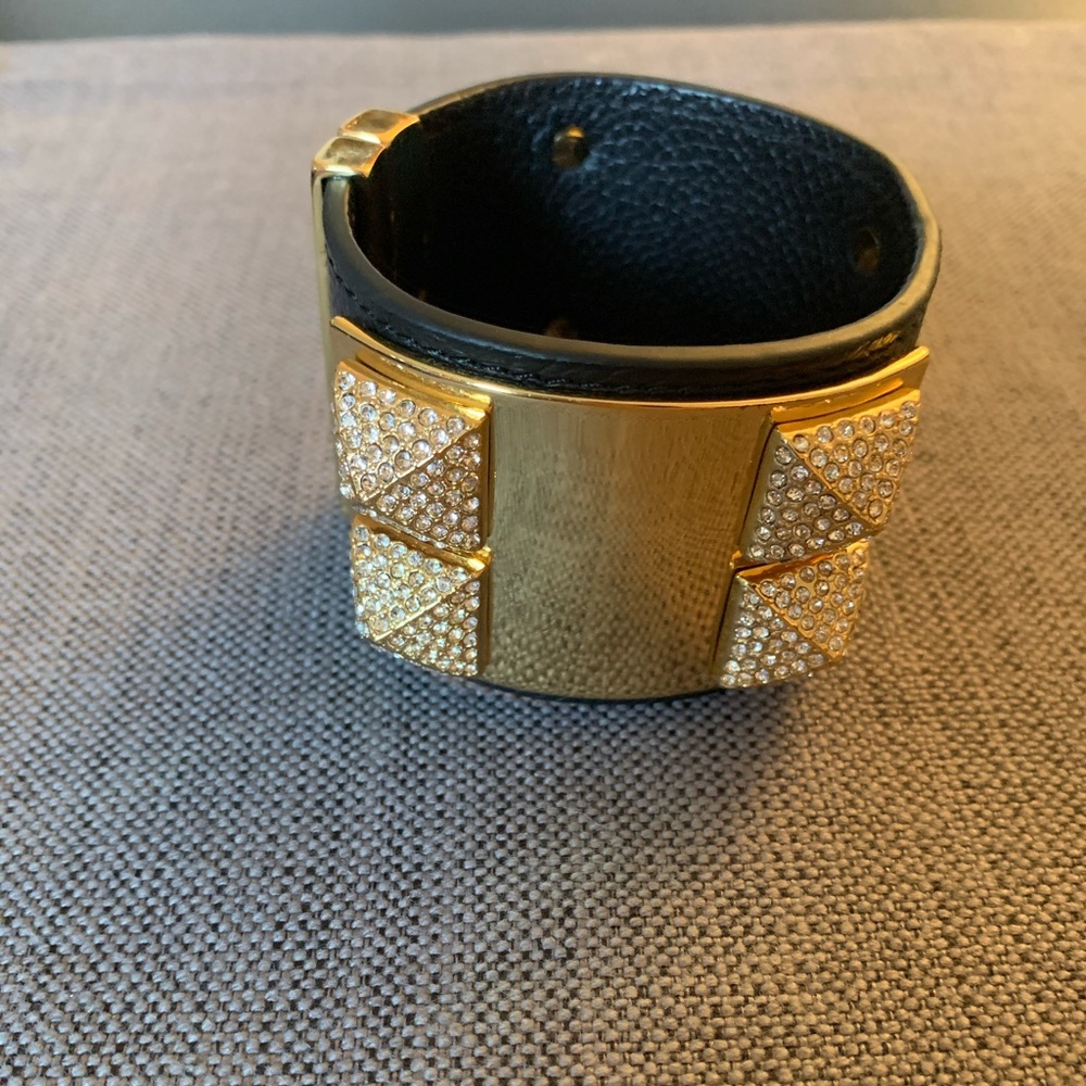 Large Leather Pyramid Stud Bracelet